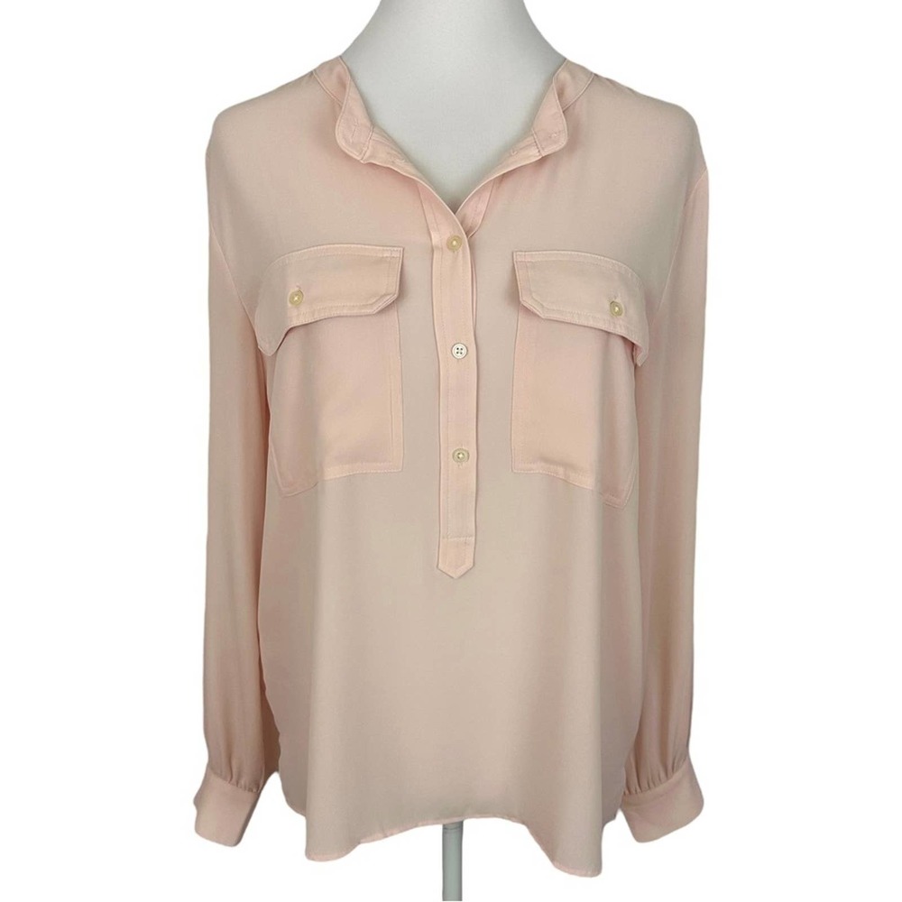 LOFT | Light Pink Long Sleeve Half Button Down Blouse NWT Office Work Casual